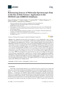 Referencing Sources of Molecular Spectroscopic Data in the Era of Data Science: Application to the HITRAN and AMBDAS Databases
