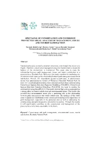 Spectacle of Conservation and Tourism in Protected Areas: Analysis of Management, Issues and Tourist Satisfaction