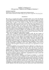 Additions and Changes to the Rabelais Book