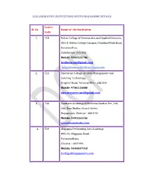 Collaborative Institutions with Programme Details