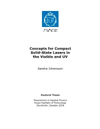 Concepts for Compact Solid-State Lasers in the Visible and UV