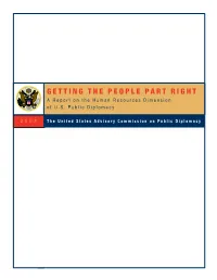 GETTING the PEOPLE PART RIGHT a Report on the Human Resources Dimension of U.S