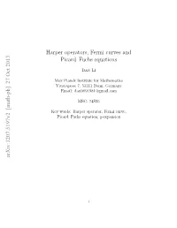 Harper Operators, Fermi Curves and Picard–Fuchs Equations