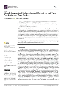 Stimuli-Responsive Poly(Aspartamide) Derivatives and Their Applications As Drug Carriers
