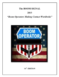 The BOOM SIGNAL 2013 “Boom Operators Making Contact