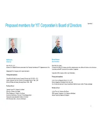 Appendix 1 Proposed Members for the Board of Directors