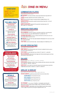 Dine-In Menu