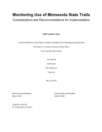 Monitoring Use of Minnesota State Trails Considerations and Recommendations for Implementation
