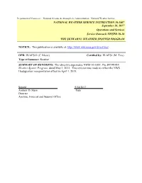 NWSI 10-1807, the SKYWARN Weather Spotter Program, Dated May 3, 2013