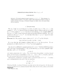 PRIMITIVE SOLUTIONS to X2 + Y3 = Z10 1. Introduction We Say a Triple