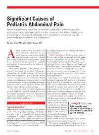 Significant Causes of Pediatric Abdominal Pain Abdominal Distress Is Suspicious for Different Conditions at Different Ages
