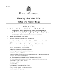 Votes and Proceedings for 15 Oct 2020
