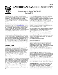 Bamboo Species Source List No. 35 Spring 2015