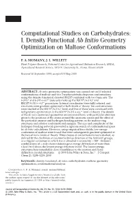 Computational Studies on Carbohydrates: I. Density Functional Ab Initio Geometry Optimization on Maltose Conformations