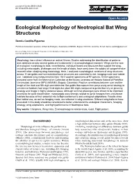 Ecological Morphology of Neotropical Bat Wing Structures