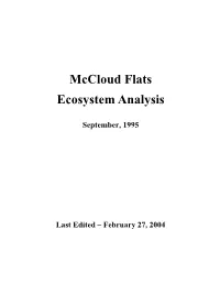 Mccloud Flats Ecosystem Analysis