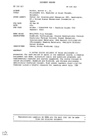 Philosophy 323, Readings in Asian Thought. Syllabus