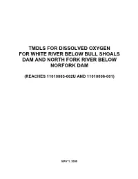 Tmdls for Dissolved Oxygen for White River Below Bull Shoals Dam and North Fork River Below Norfork Dam