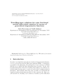 Travelling-Wave Solutions for Some Fractional Partial Differential