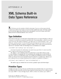 XML Schema Built-In Data Types Reference