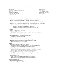 Curriculum Vita Ariel Barton Department Of