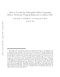 How to Account for Alternatives When Comparing Effects: Revisiting 'Bringing Education to Afghan Girls' Arxiv:2106.15076V1