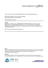 Individual Differences in Face Identity Processing