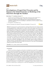 Investigations of Liquid Steel Viscosity and Its Impact As the Initial Parameter on Modeling of the Steel Flow Through the Tundish