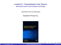 Lecture 2 - Transmission Line Theory Microwave Active Circuit Analysis and Design