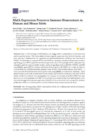 Mafa Expression Preserves Immune Homeostasis in Human and Mouse Islets