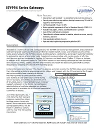 Spec Sheet Universal Devices ISY994