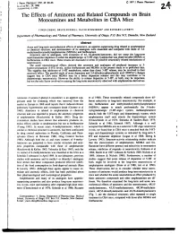 The Effects of Aminorex and Related Compounds on Brain Monoamines and Metabolites in CBA Mice