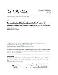 The Identification of Ignitable Liquids in the Presence of Pyrolysis Products: Generation of a Pyrolysis Product Database