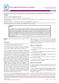 Usage of Social Networking Sites: Interpersonal Communication