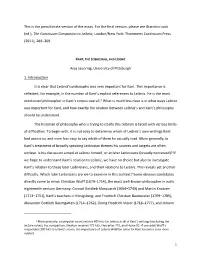 1 This Is the Penultimate Version of the Essay. for the Final Version, Please See Brandon Look (Ed.), the Continuum Companion To