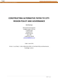 Constructing Alternative Paths to City- Region Policy and Governance
