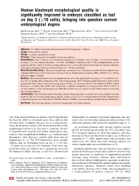 Human Blastocyst Morphological Quality Is Significantly Improved In