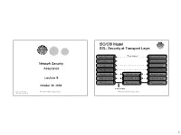 ISO/OSI Model SSL: Security at Transport Layer