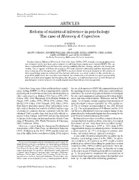Reform of Statistical Inference in Psychology: the Case Of&lt;Emphasis