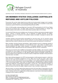 UN Member States Challenge Australia's Refugee and Asylum