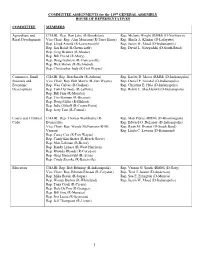 COMMITTEE ASSIGNMENTS for the 114Th GENERAL ASSEMBLY