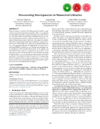 Discovering Discrepancies in Numerical Libraries