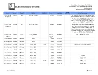 Electronic Store Inventory As of 10/29/2020 to Order and for More Information Call Or Email (210) 271-8806 Electronicstore@Goodwillsa.Org