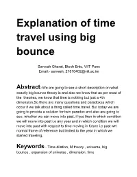 Explanation of Time Travel Using Big Bounce