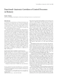 Functional–Anatomic Correlates of Control Processes in Memory