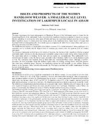 Issues and Prospects of the Women Handloom Weaver: a Smaller-Scale Level Investigation of Lakhimpur Locale in Assam