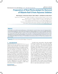 Preparation of New Photocatalyst for Removal of Alizarin Red-S from Aqueous Solution