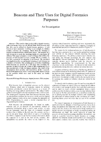 Beacons and Their Uses for Digital Forensics Purposes