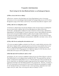 Frequently Asked Questions Final Listing for the Zuni Bluehead