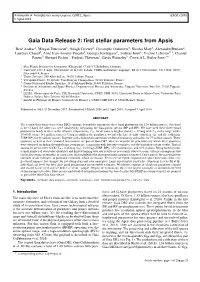 Gaia Data Release 2: First Stellar Parameters from Apsis